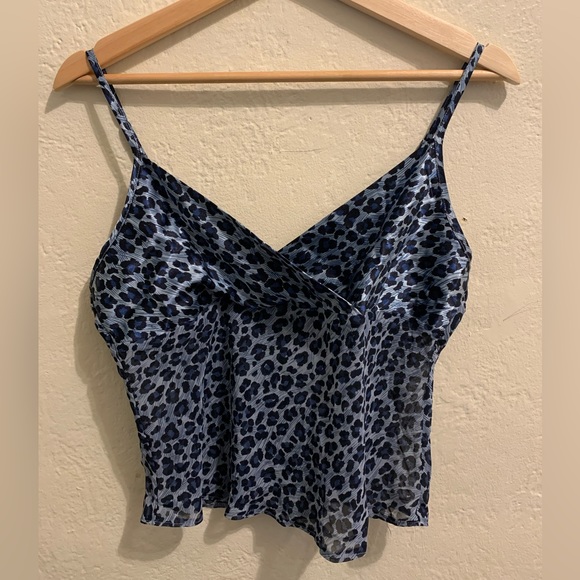 Kathryn Tops - Vintage medium blue leopard print lingerie top
